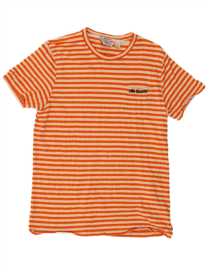 SCOTCH & SODA T-shirt top til kvinder DK 14 Stor orange stribet bomuld