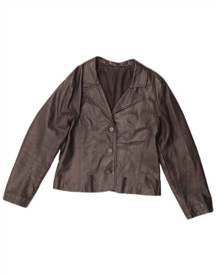 Conbipel Dame 3-knaps læder blazerjakke UK 14 Medium Sort