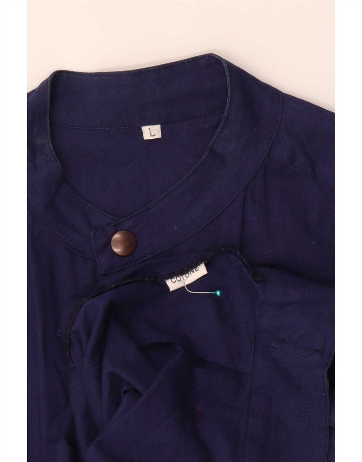 Vintage Herre Gilet UK 40 Large Navy Blue Cotton