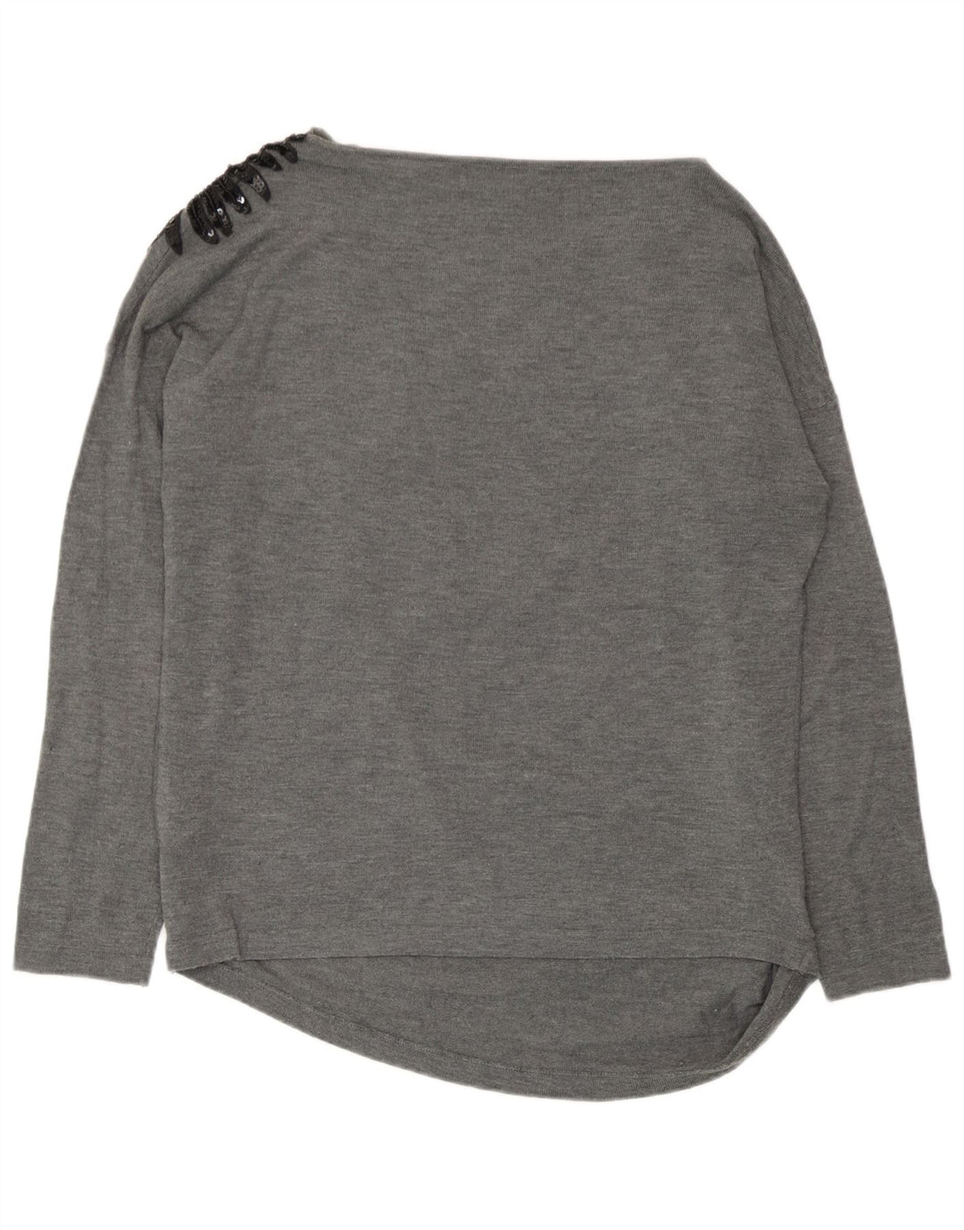 Zara Dame Bluse Top UK 14 Mellemgrå Akryl