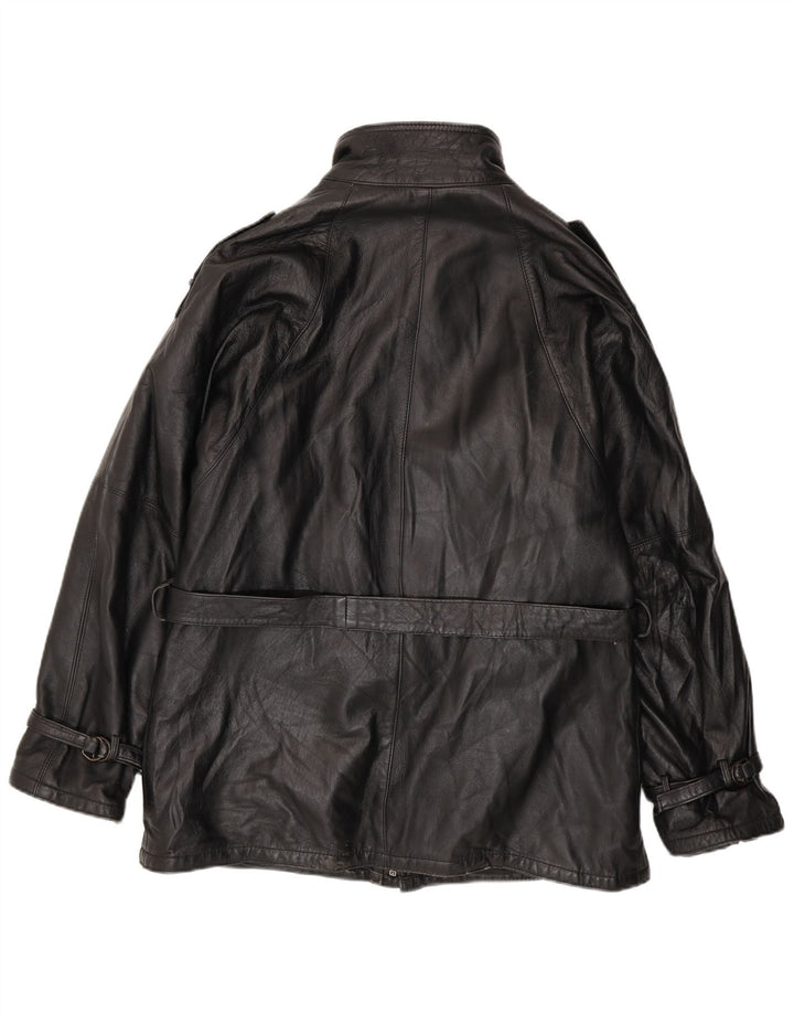 VINTAGE Military Læderjakke til mænd UK 38 Medium Sort Læder