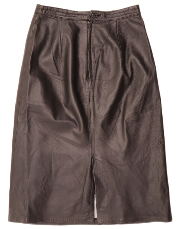 Vintage kvinders højtaljede lædernederdel EU 38 Medium W26 Sort