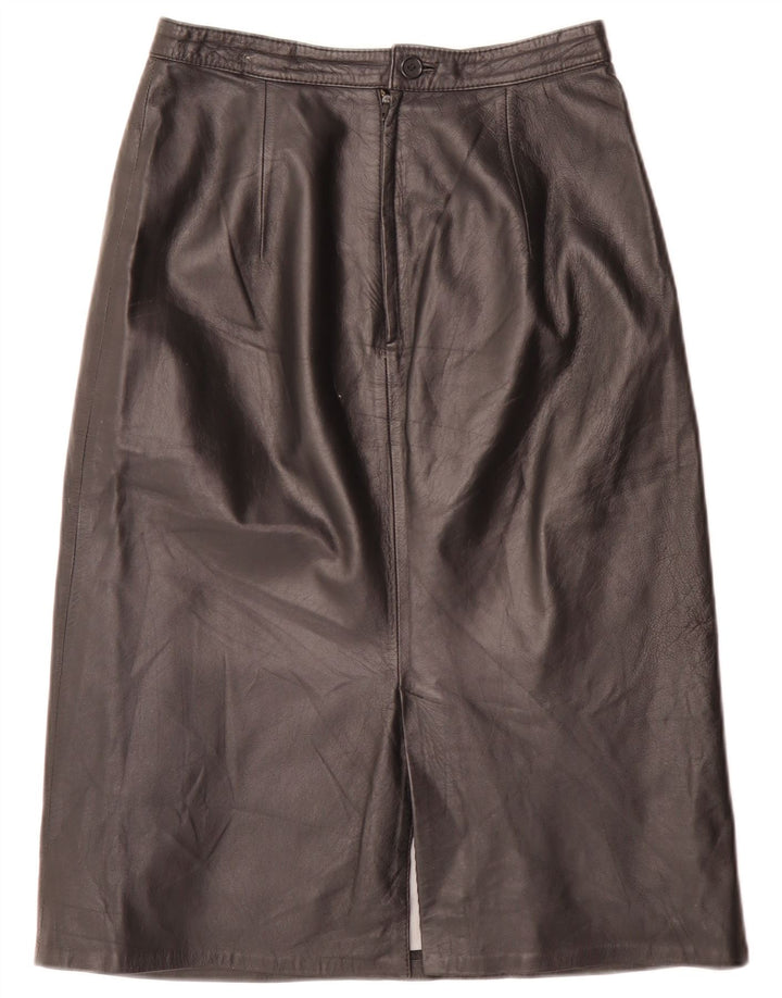 Vintage kvinders højtaljede lædernederdel EU 38 Medium W26 Sort