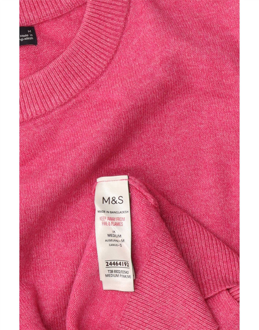 Marks & Spencer Dame sweater med rund hals DK 14 Medium Pink Polyester
