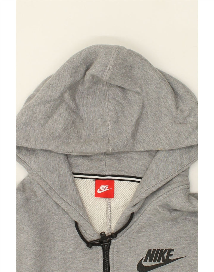 NIKE Womens Graphic Zip Hoodie Sweater UK 14 Medium Grey Cotton Vintage Nike and Second-Hand Nike from Messina Hembry 