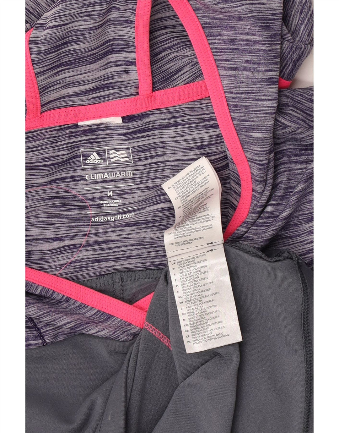 Adidas Dame Climawarm Top Langærmet UK 12 Medium Grey Colourblock