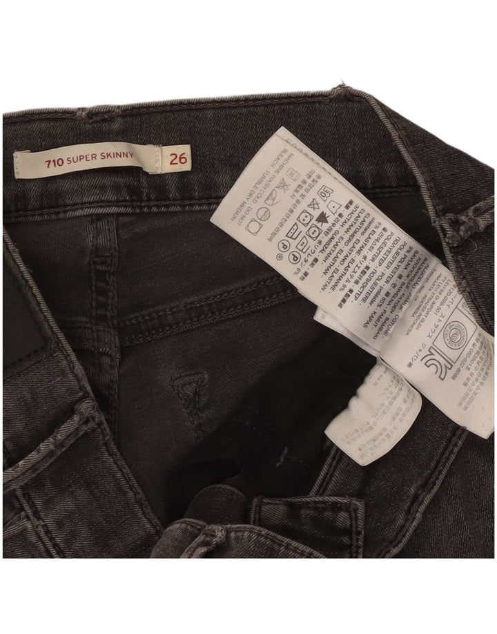 LEVI'S Dame 710 Super Skinny Jeans W26 L29 Grå Bomuld