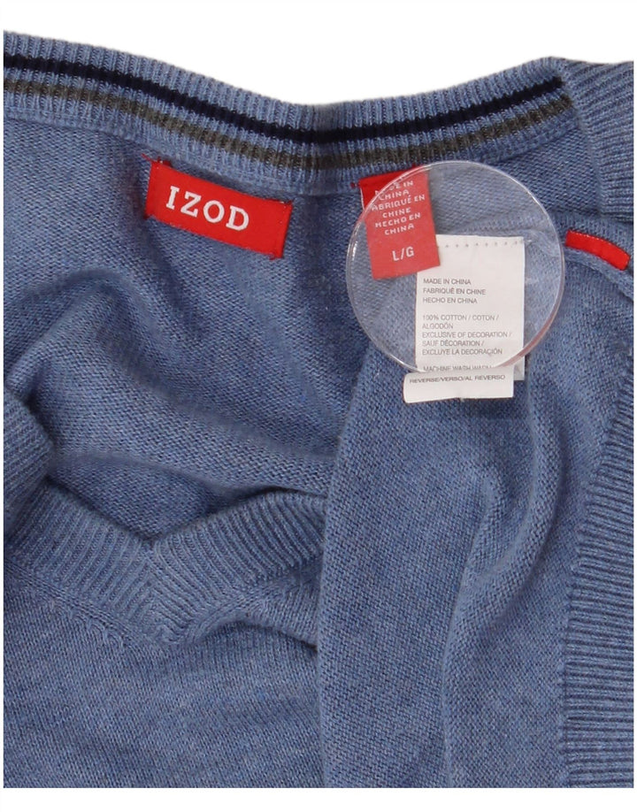 IZOD Herre V-hals sweater Stor blå bomuld