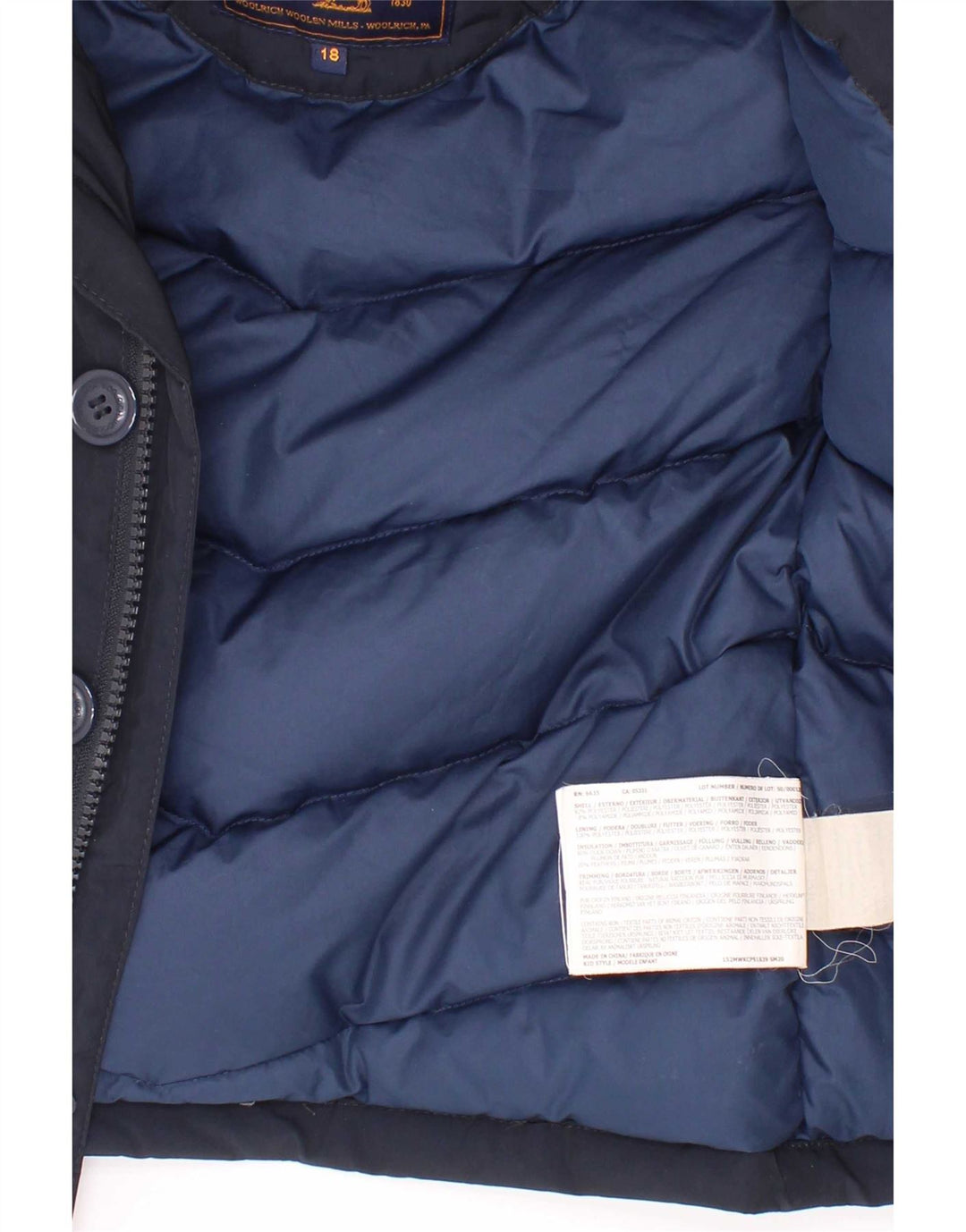Woolrich Baby Boys Polstret hættejakke 12-18 måneder Navyblå polyester