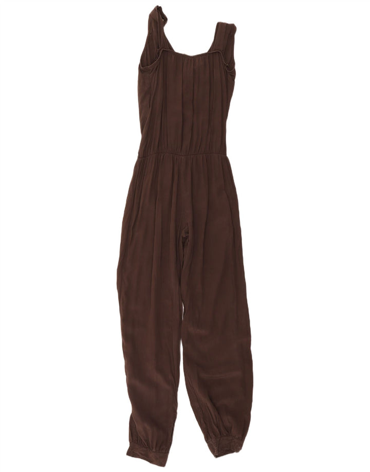 Vintage Dame Ærmeløs Jumpsuit IT 44 Medium Brun Silke
