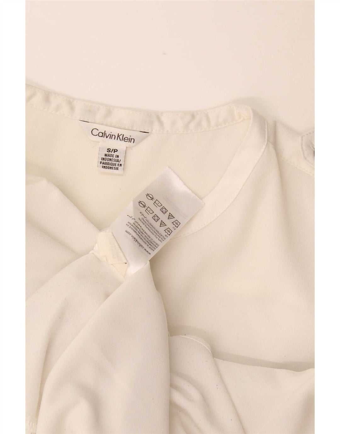 Calvin Klein skjortebluse til kvinder UK 10 Lille hvid polyester