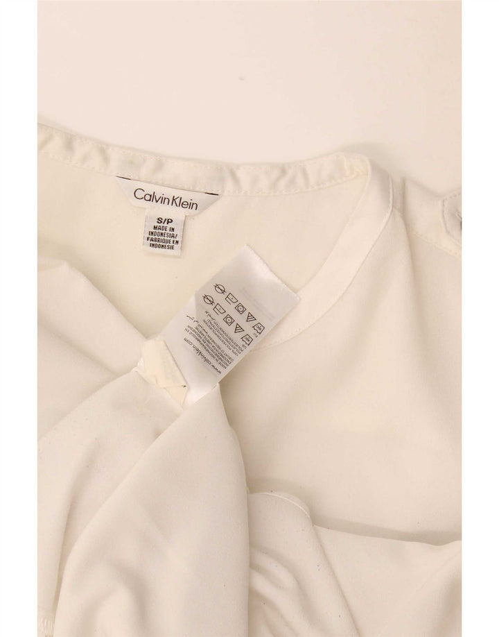 Calvin Klein skjortebluse til kvinder UK 10 Lille hvid polyester