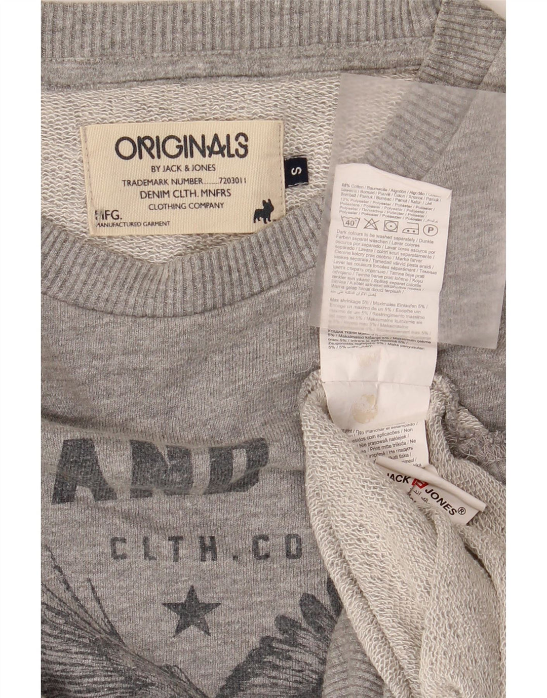 Jack & Jones grafisk sweatshirt til mænd, lille grå bomuld