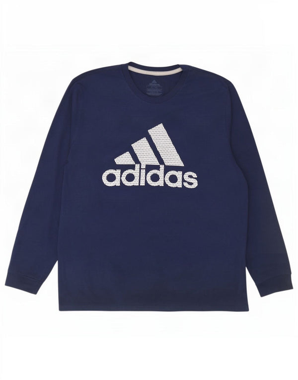 Adidas Herre Climalite grafisk top langærmet XL marineblå polyester