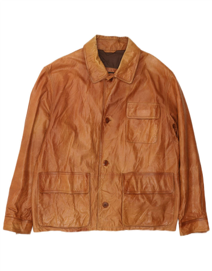 Vittorio Forti Herre Basic Læderjakke IT 50 Stor Brun Læder