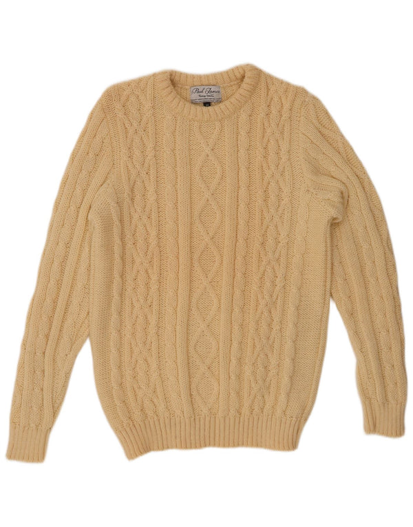 PAUL JAMES Herre Boat Neck Jumper Sweater Medium Beige Uld
