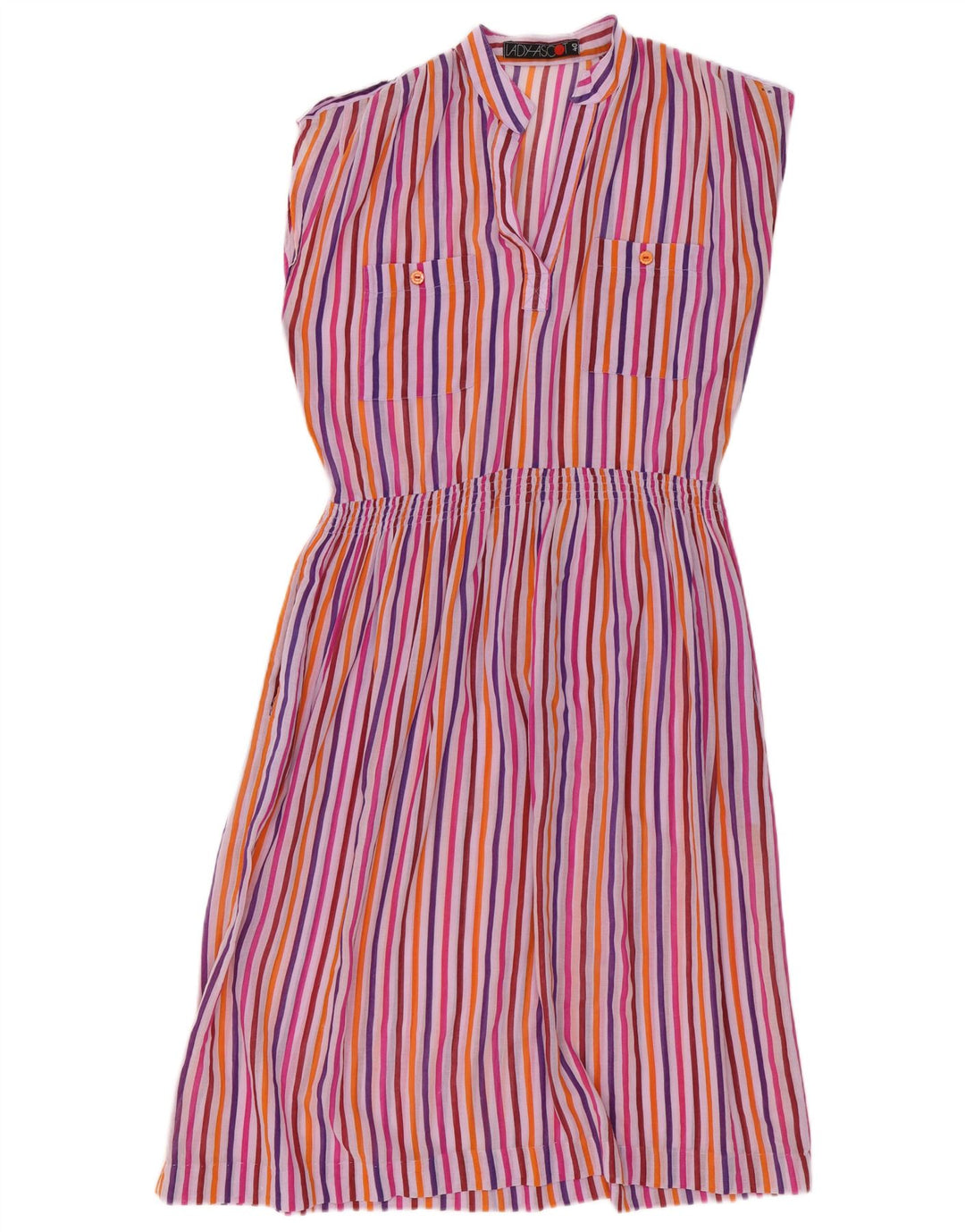 Vintage Dame Ærmeløs A-Line Kjole EU 40 Medium Flerfarvet Stribet