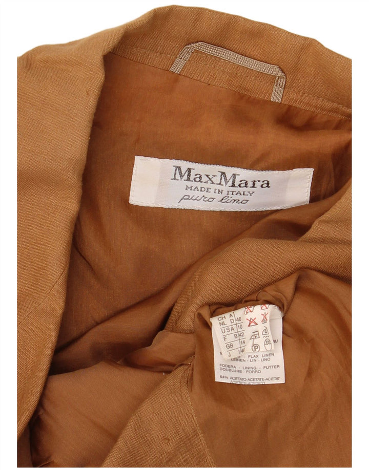 Max Mara Dame 1-knap blazerjakke UK 14 Stor brun hør