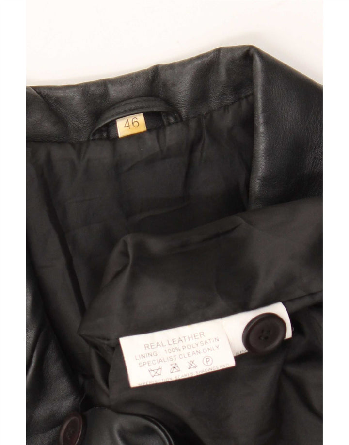 Vintage dame 3-knaps læder blazerjakke IT 46 Large Black