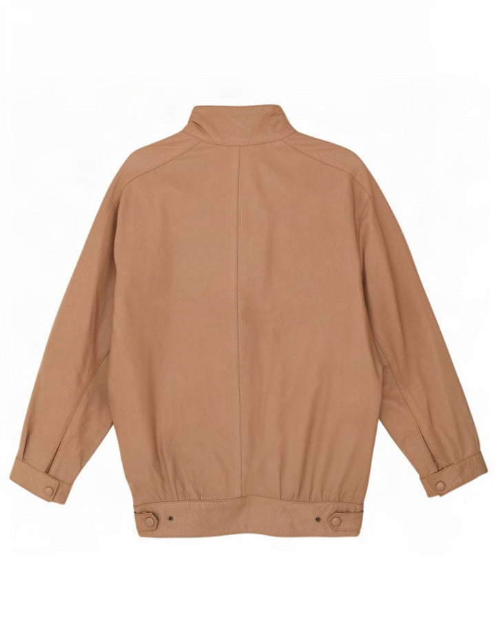 Vintage Dame Oversized Læderjakke UK 10 Small Beige