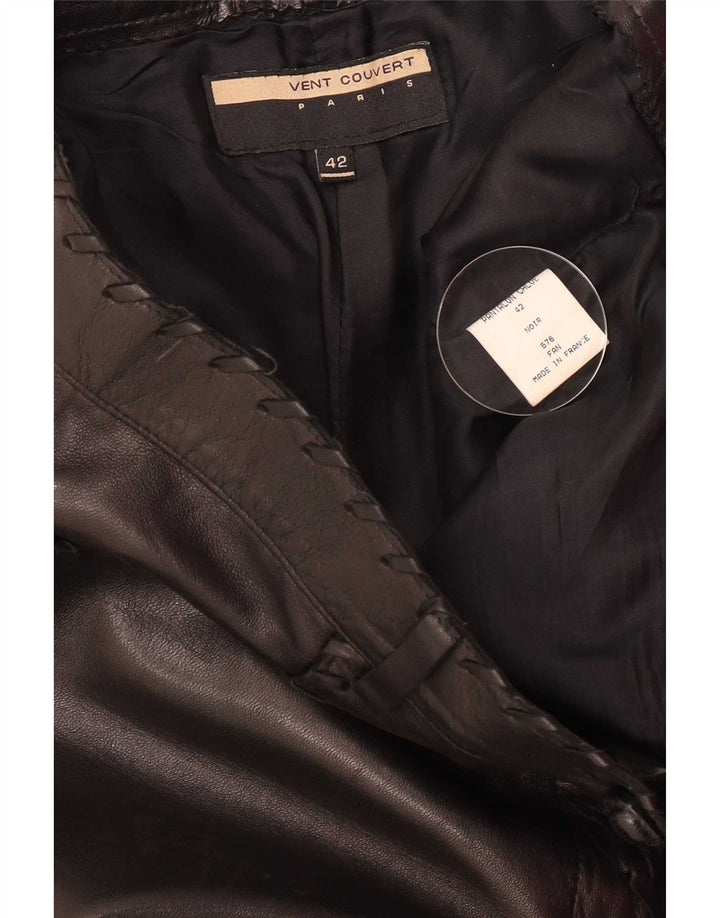 Vintage Dame Bootcut Læder Casual Bukser IT 42 Medium W32 L32 Sort