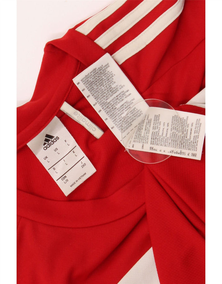 Adidas Herre Climalite T-Shirt Top Stor Rød Colourblock Polyester