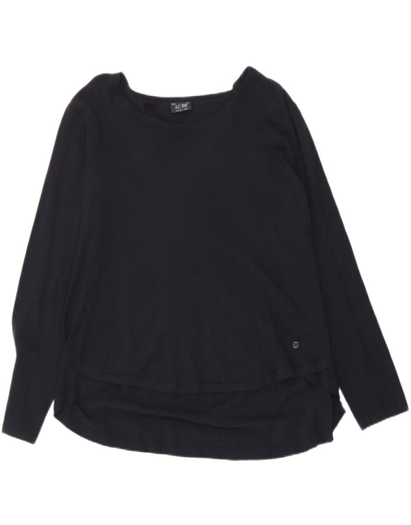 Armani Jeans Dame Top Langærmet UK 12 Medium Navy Blue