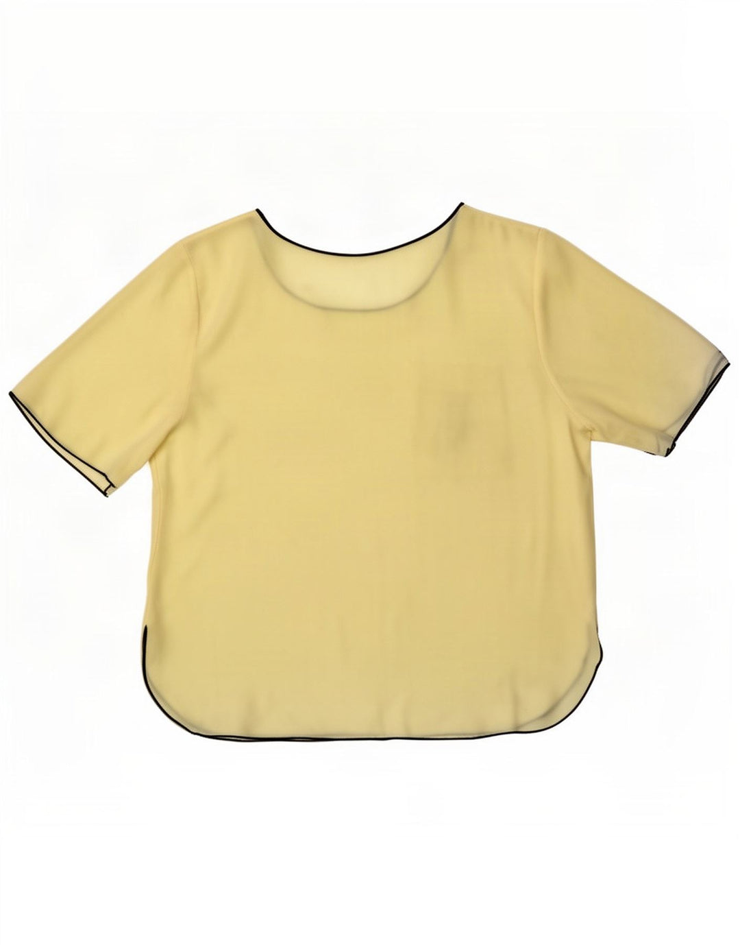 Vintage Dame Grafisk Bluse Top UK 16 Stor Gul