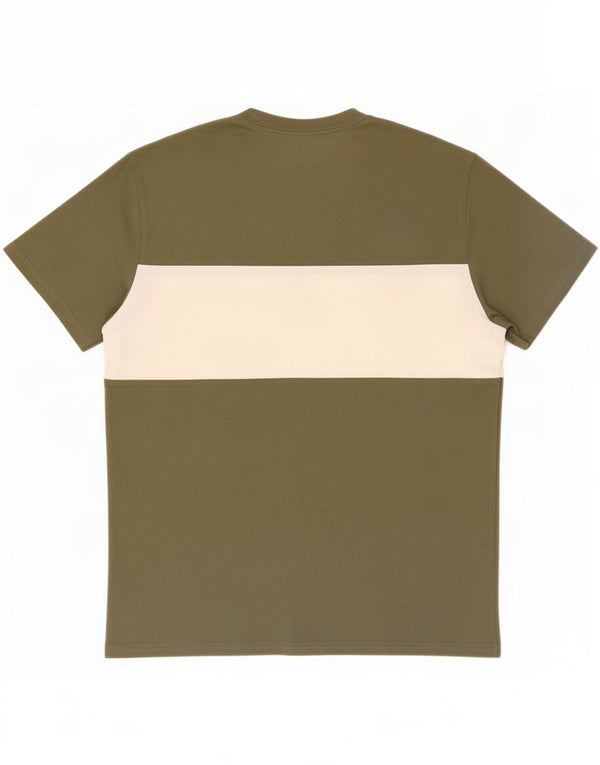 Joules Herre T-shirt Top Large Khaki Colourblock Cotton