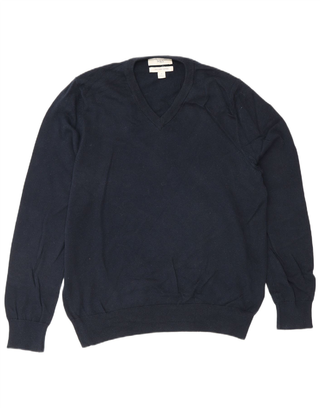 Marks & Spencer Herre V-hals sweater Medium marineblå bomuld