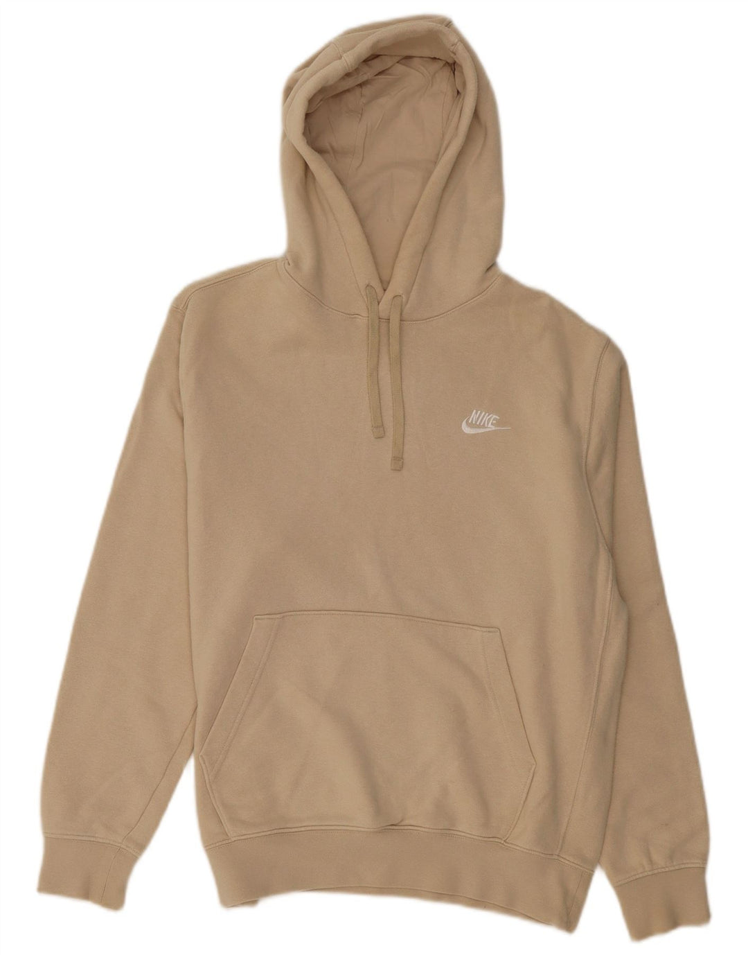 NIKE Mens Hoodie Jumper Medium Beige Cotton
