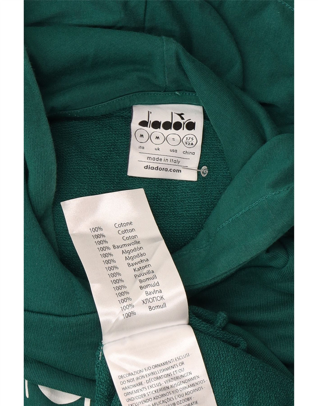 Diadora Grafisk hættetrøje til mænd mellemgrøn bomuld