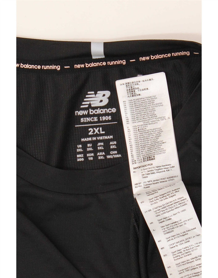 New Balance Herre T-Shirt Top 2XL Sort Polyester