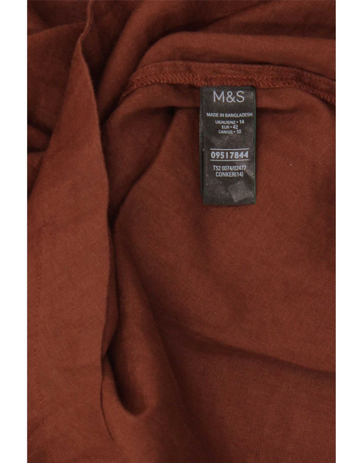 Marks & Spencer Dame Tunika Top UK 14 Large Brown Linen