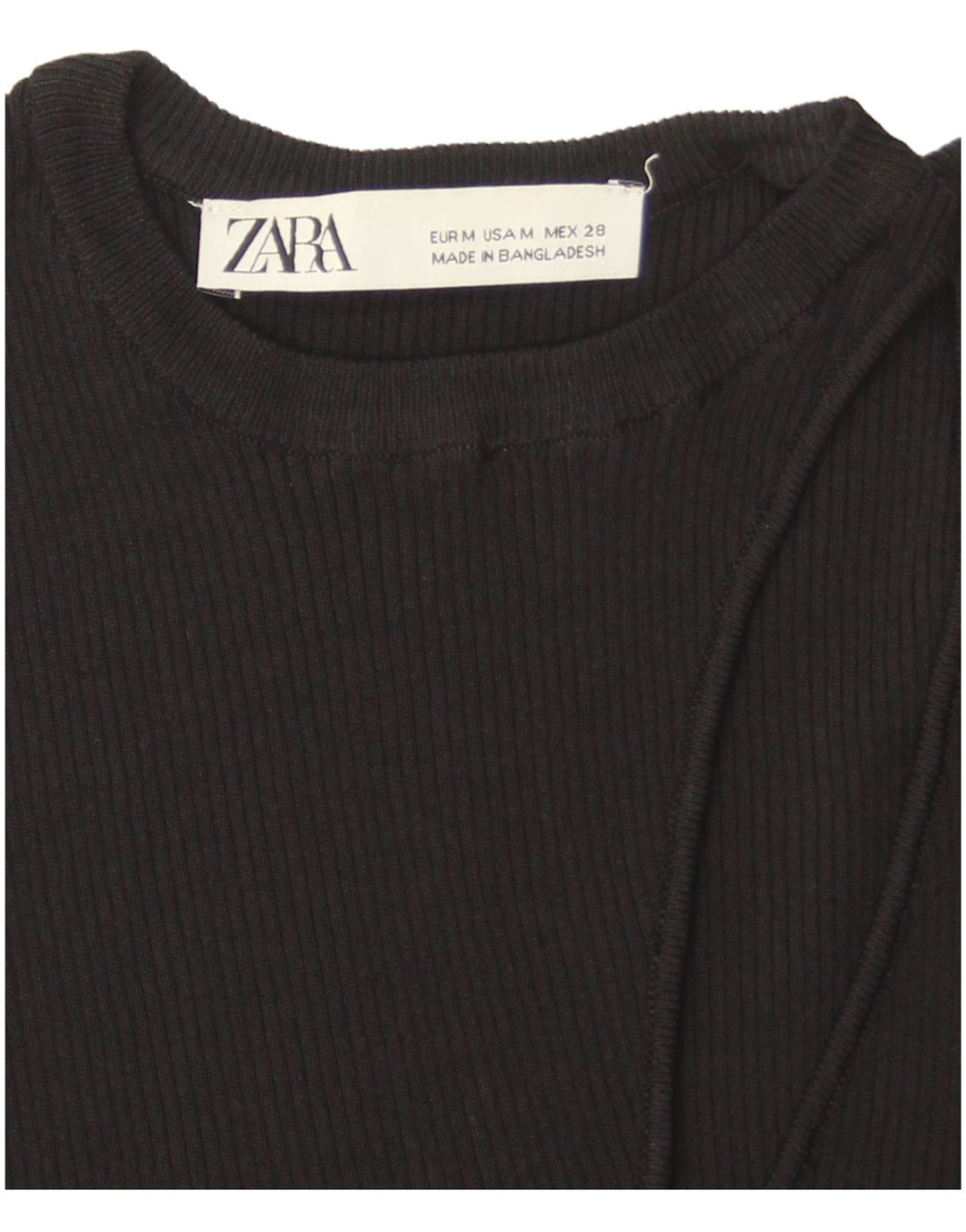 Zara Womens Crop Vest Top UK 12 Medium Black