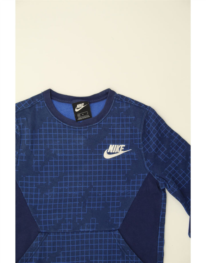 NIKE Boys Sweatshirt Jumper 10-11 Years Medium Navy Blue Camouflage Cotton Vintage Nike and Second-Hand Nike from Messina Hembry 