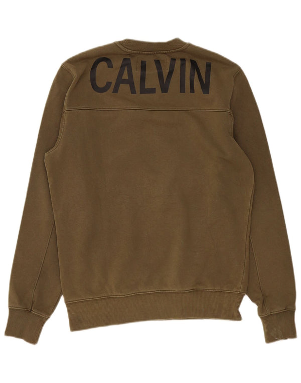 Calvin Klein Jeans Herre Grafisk Sweatshirt Jumper Small Khaki Bomuld
