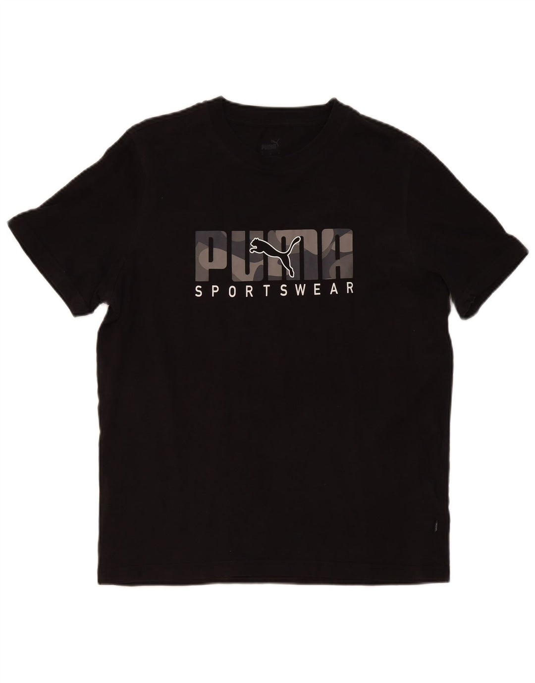 Puma Herre Grafisk T-Shirt Top Medium Sort Bomuld