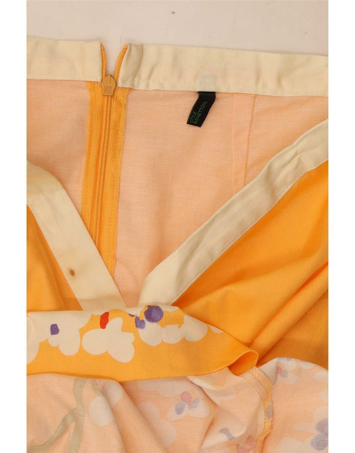 Benetton Womens Pencil Skirt W28 Medium Yellow Floral