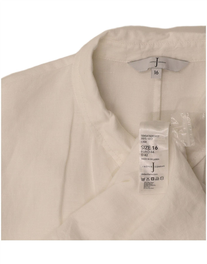 JASPER CONRAN Dame Longline kortærmet skjortebluse UK 16 Large White