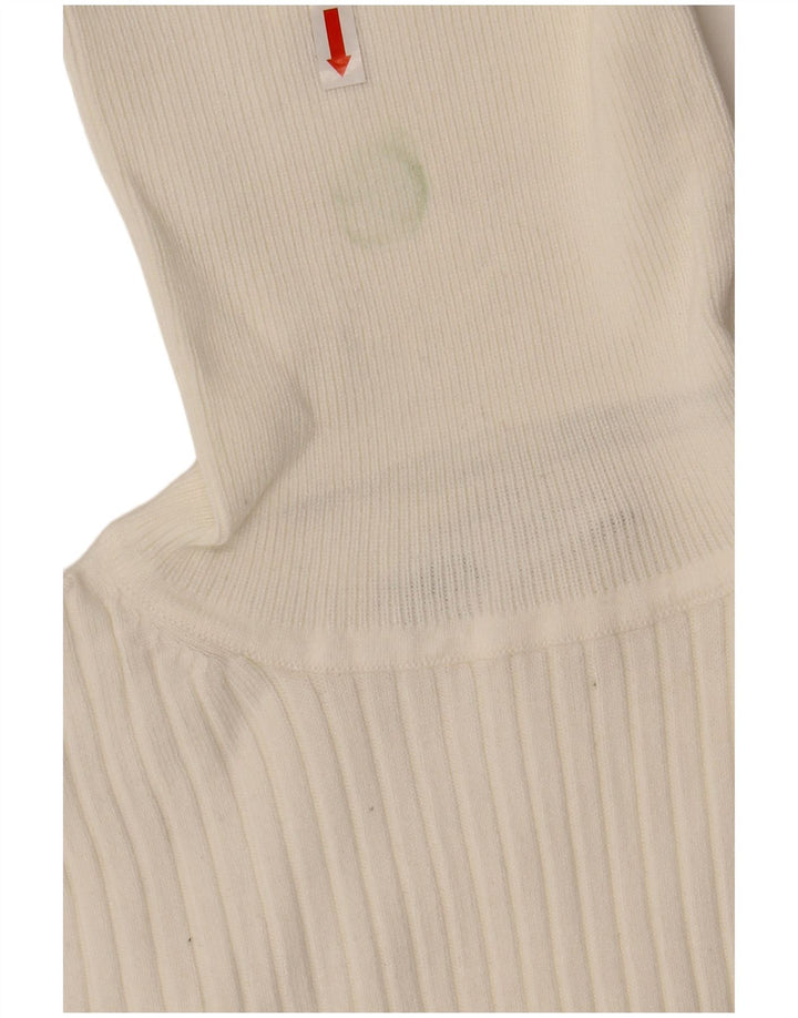 ZARA Dame Crop Roll Neck Sweater UK 10 Small White Viscose