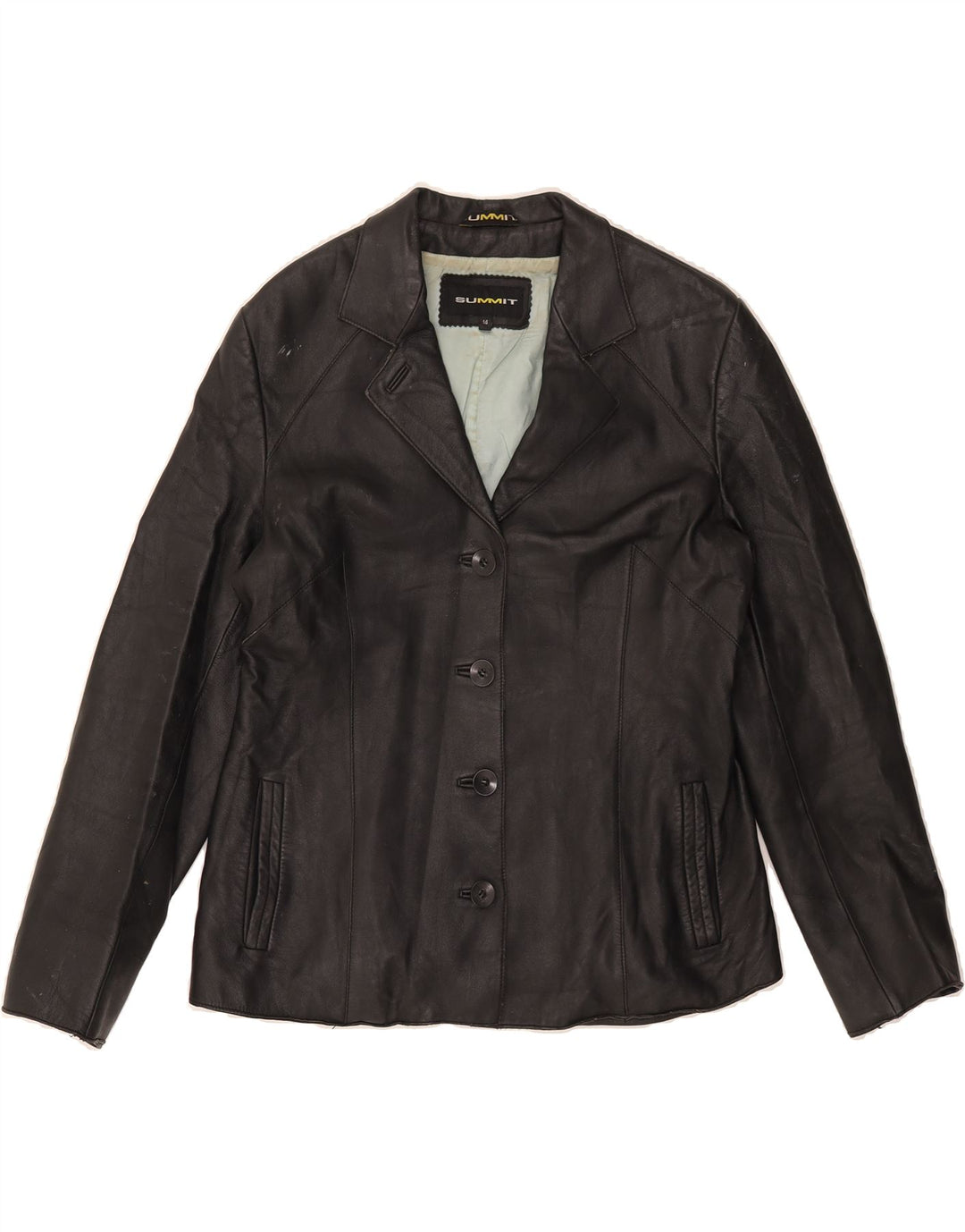 SUMMIT Womens Leather Jacket UK 14 Medium Black Leather Vintage Summit and Second-Hand Summit from Messina Hembry 