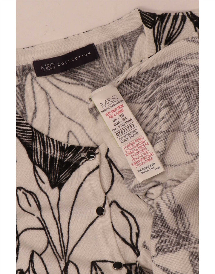 Marks & Spencer Dame Cardigan Sweater UK 16 Large Black Floral