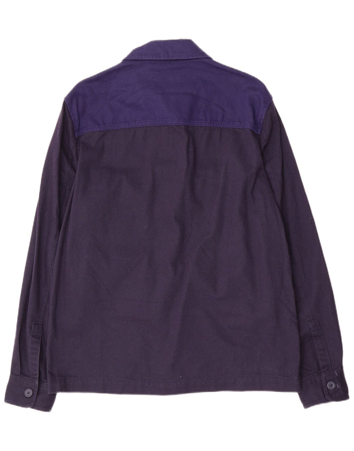 Zara Herre Overshirt Shirt Medium Navy Blue Colourblock Bomuld