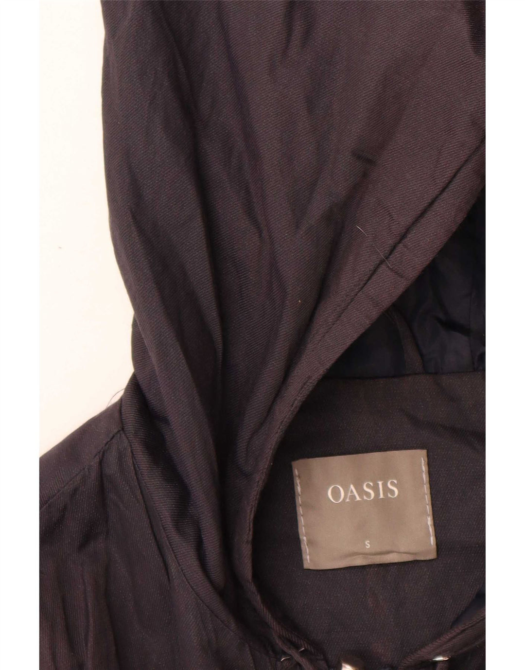 Oasis Dame Hætte Oversized Parka Jacket UK 10 Small Navy Blue Bomuld