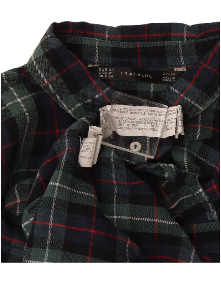 Zara Dame Oversized Flanell Shirt UK 6 XS Flerfarvet ternet bomuld