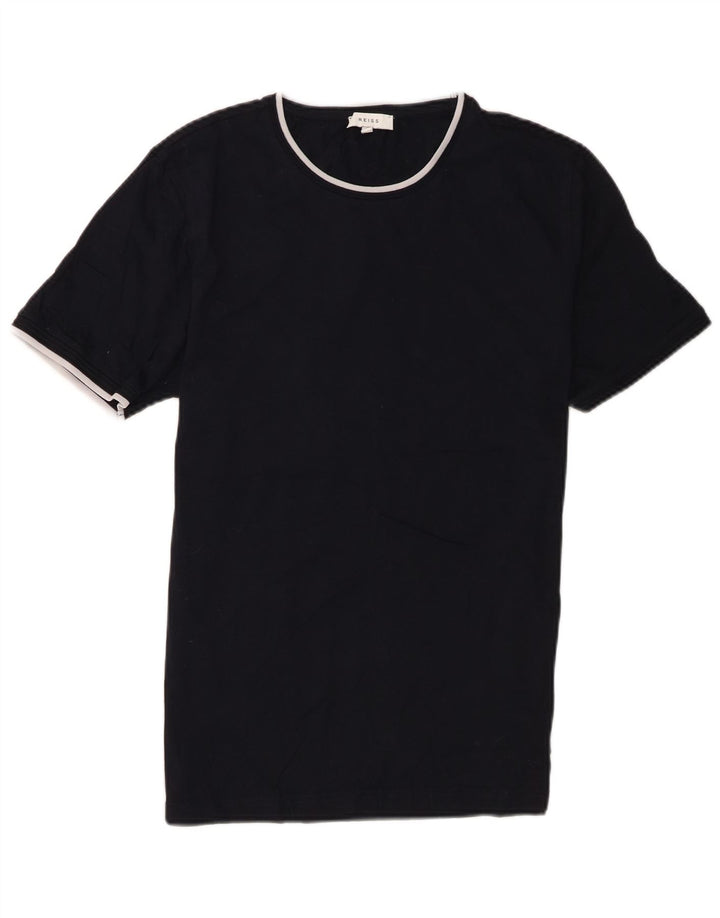 Reiss Herre Kortærmet Regular T-Shirt Top Medium Sort Bomuld
