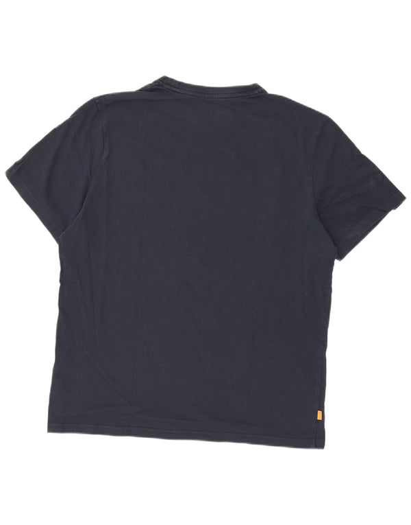 Timberland Herre Regular Fit Grafisk T-shirt Top Large Navy Blue Cotton