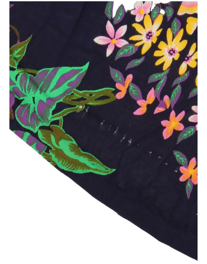 VINTAGE Dame Højtalje Maxi Nederdel IT 40 Small W24 Navy Blue Floral