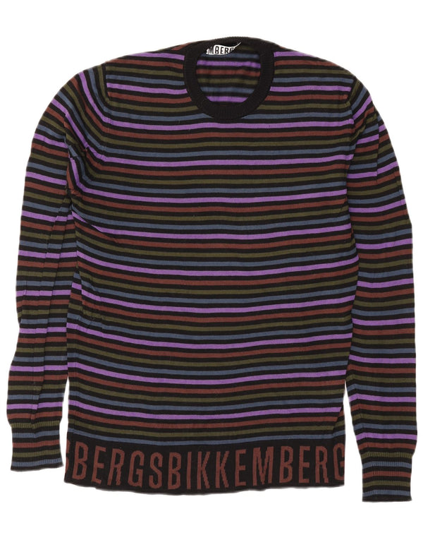 Bikkembergs Mens Graphic Crew Neck Jumper Sweater XL Multicoloured Striped